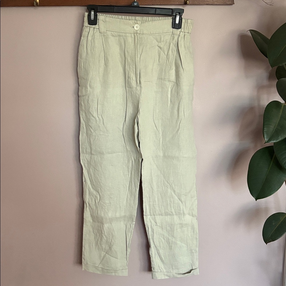 Mango Cream Linen Trousers